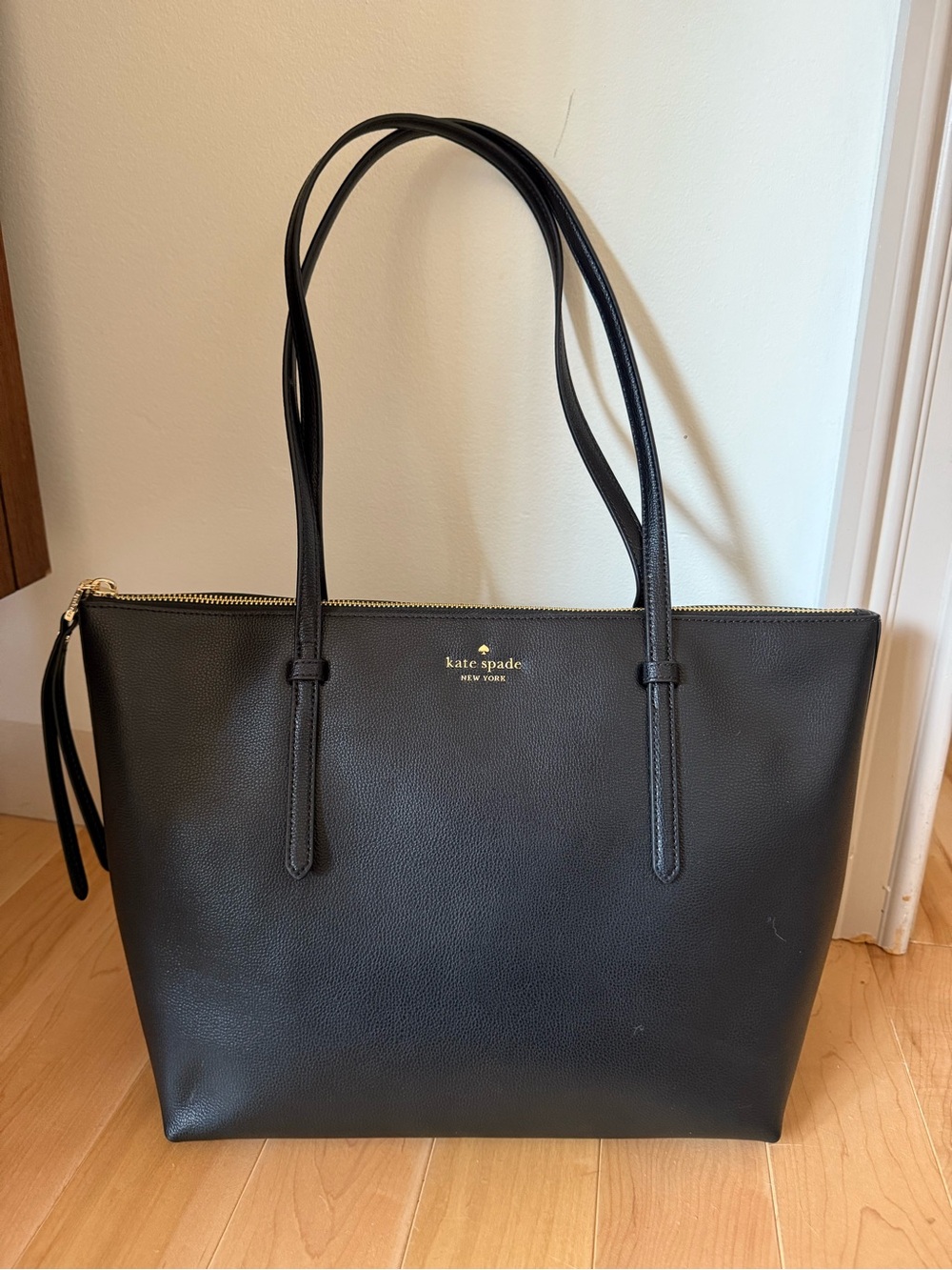 Kate Spade New York All Day Large Tote in black pebbled leather